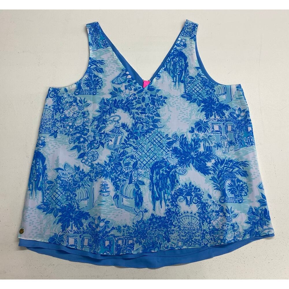 Women Lilly Pulitzer Florin reversible floral solid graphic sleeveless tank-top